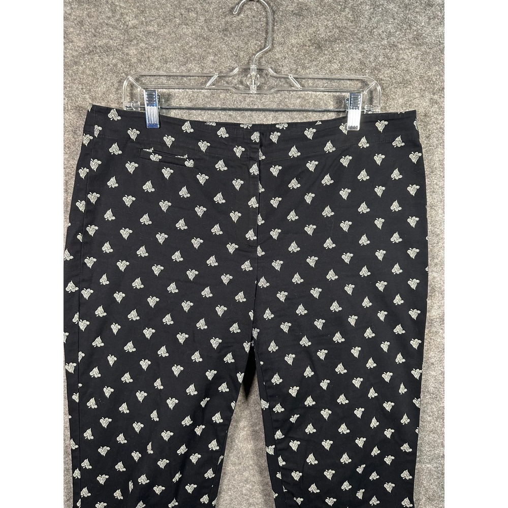 J Jill Women's Black Paisley Print Ankle Pants Size 12 Career Casual